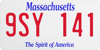 MA license plate 9SY141
