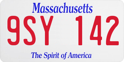 MA license plate 9SY142