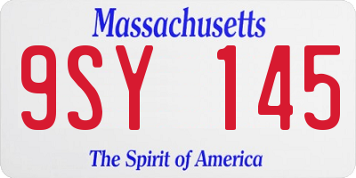 MA license plate 9SY145