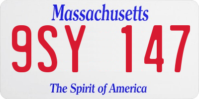 MA license plate 9SY147