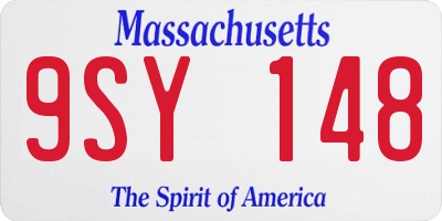 MA license plate 9SY148