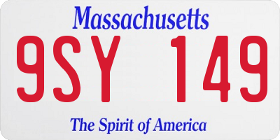 MA license plate 9SY149