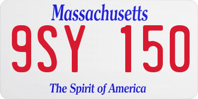 MA license plate 9SY150