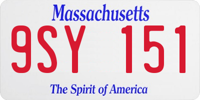 MA license plate 9SY151
