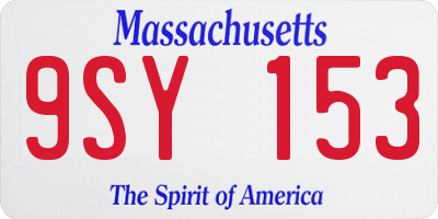 MA license plate 9SY153