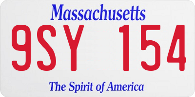 MA license plate 9SY154