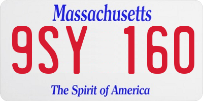 MA license plate 9SY160