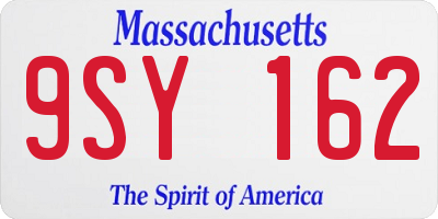 MA license plate 9SY162