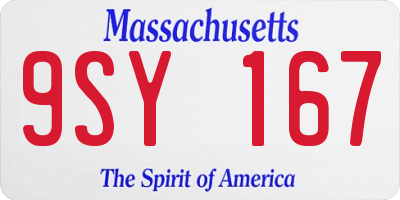 MA license plate 9SY167