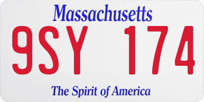 MA license plate 9SY174