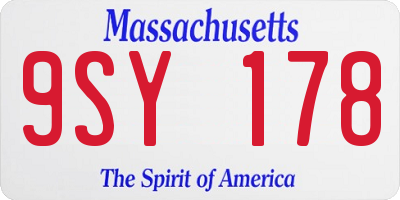 MA license plate 9SY178