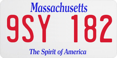 MA license plate 9SY182