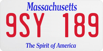 MA license plate 9SY189