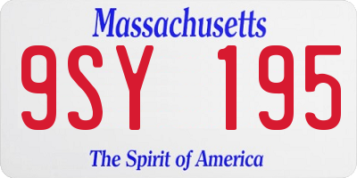MA license plate 9SY195