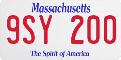 MA license plate 9SY200