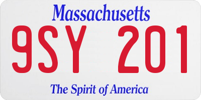 MA license plate 9SY201