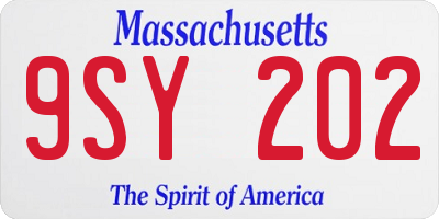 MA license plate 9SY202