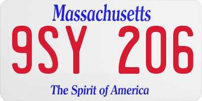 MA license plate 9SY206