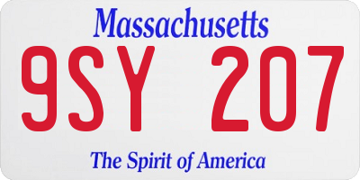 MA license plate 9SY207