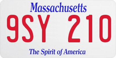 MA license plate 9SY210
