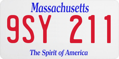 MA license plate 9SY211