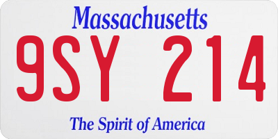 MA license plate 9SY214