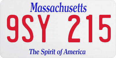 MA license plate 9SY215