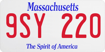 MA license plate 9SY220