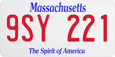 MA license plate 9SY221