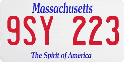 MA license plate 9SY223