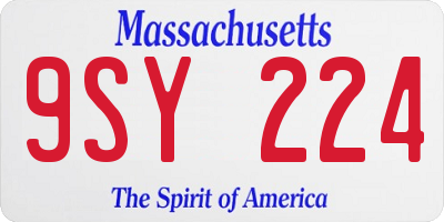 MA license plate 9SY224