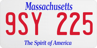 MA license plate 9SY225