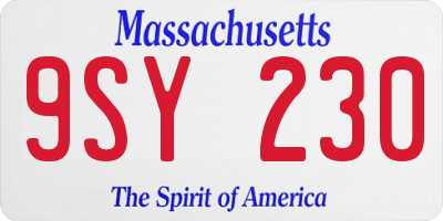 MA license plate 9SY230