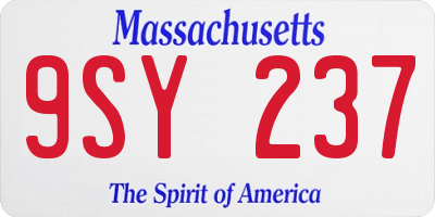 MA license plate 9SY237