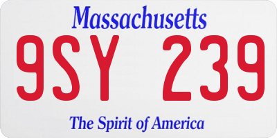 MA license plate 9SY239