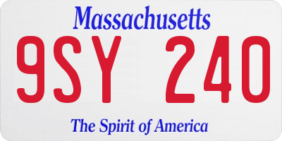 MA license plate 9SY240