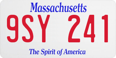 MA license plate 9SY241