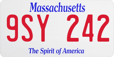 MA license plate 9SY242