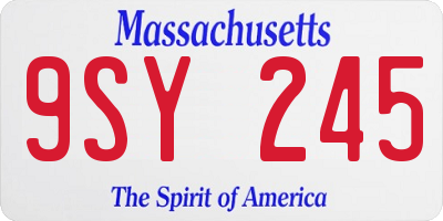 MA license plate 9SY245