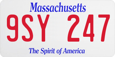 MA license plate 9SY247