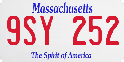 MA license plate 9SY252