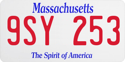 MA license plate 9SY253