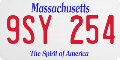 MA license plate 9SY254