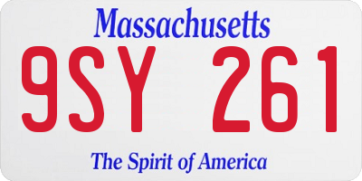 MA license plate 9SY261