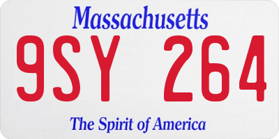 MA license plate 9SY264
