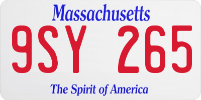 MA license plate 9SY265