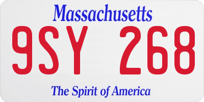 MA license plate 9SY268