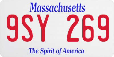 MA license plate 9SY269