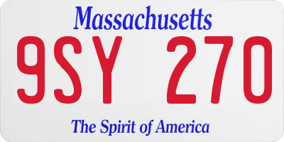 MA license plate 9SY270