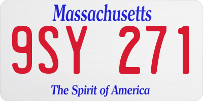 MA license plate 9SY271